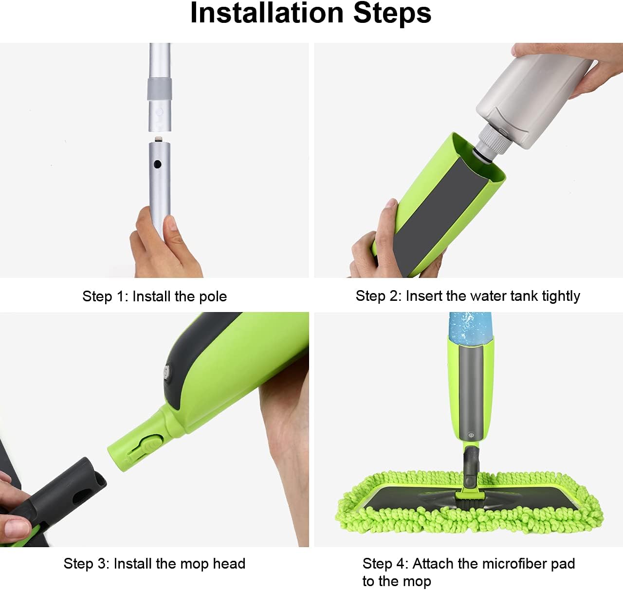 Döner Başlıklı Spreyli Mop Parke Ahşap Fayans Temizleyici Su Hazneli Sihirli Paspas